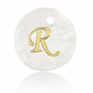 Pendentifs coquillage specials lettre R Dor&eacute;-blanc (couleur naturelle)