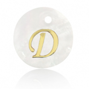 Pendentifs coquillage specials lettre D Dor&eacute;-blanc (couleur naturelle)