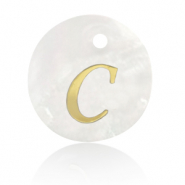 Pendentifs coquillage specials lettre C Dor&eacute;-blanc (couleur naturelle)