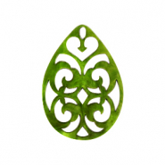 Pendentifs en r&eacute;sine goutte baroque 38x27mm Vert guacamole