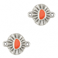 Breloques en m&eacute;tal DQ connecteur Argent&eacute; antique-rouge corail (sans nickel)