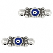 Breloques en m&eacute;tal DQ connecteur Oeil porte-bonheur Argent&eacute; antique-bleu fonc&eacute; (sans nickel)