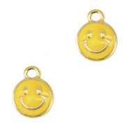 Breloques en acier Inox smiley émaillée Doré-jaune
