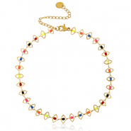 Chaines de cheville en acier Inox jaseron maillons émail Doré-multicolore