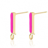 Appr&ecirc;ts en m&eacute;tal DQ puce d'oreille barre Dor&eacute;-rose fuchsia n&eacute;on (sans nickel)
