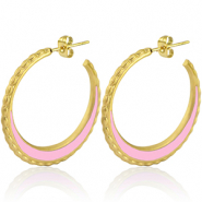 Boucles d'oreilles en acier Inox cr&eacute;oles 30mm Dor&eacute;-rose clair