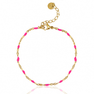 Bracelets en acier inox Rose fuchsia néon-doré