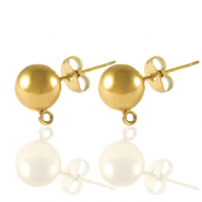 Boucles d'oreilles / puces d&rsquo;oreilles en acier Inox avec anneau 8mm Dor&eacute;