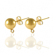 Boucles d'oreilles / puces d&rsquo;oreilles en acier Inox avec anneau 6mm Dor&eacute;