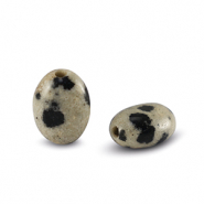 Pierres naturelles perles Jaspe Dalmatien oval Greige