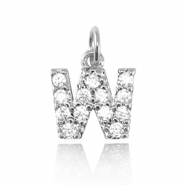 M&eacute;tal TQ laiton breloques lettre W Argent&eacute;