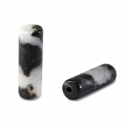 Pierres naturelles perles Jasper tube Noir-blanc
