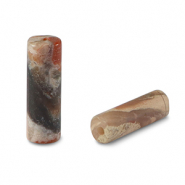 Pierres naturelles perles Marbre tube Rouge-beige multicolore