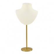 Pr&eacute;sentoir bijoux en forme de buste pour colliers Dor&eacute;-beige