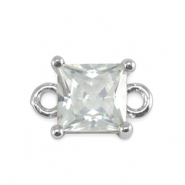 Connecteurs en verre Crystal Glass carré Cristal-argenté