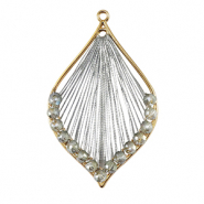 Pendentifs au crochet avec fil macramé et perles à facettes goutte Doré-gris métallique