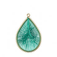 Pendentifs au crochet avec fil macramé goutte Doré-vert cabane