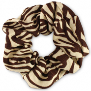 Chouchous pour cheveux imprim&eacute; zebra Blanc cachemire-marron