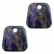 Pendentifs en r&eacute;sine trap&egrave;ze paillet&eacute; Multicolore galaxy