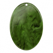 Pendentifs en r&eacute;sine ovale Vert mousse
