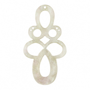 Pendentifs en r&eacute;sine baroque paillet&eacute; Blanc cachemire