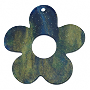 Pendentifs en r&eacute;sine fleur paillet&eacute; Multicolore galaxy
