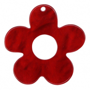 Pendentifs en r&eacute;sine fleur Rouge salsa