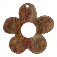 Pendentifs en r&eacute;sine fleur paillet&eacute; Multicolore marron