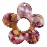 Pendentifs en résine fleur Rose-pourpre doré