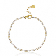 Bracelets en acier Inox Dor&eacute;-cristal