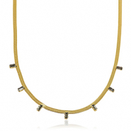 Colliers en acier inox cha&icirc;ne maille serpentine cristal Dor&eacute;-noir