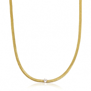 Colliers en acier inox cha&icirc;ne maille serpentine cristallo Dor&eacute;-cristal