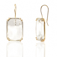 Boucles d’oreilles / puces d’oreilles en verre Crystal Glass rectangle Cristal-doré