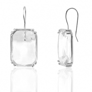 Boucles d’oreilles / puces d’oreilles en verre Crystal Glass rectangle Cristal-argenté