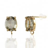 Boucles d’oreilles / puces d’oreilles en verre Crystal Glass avec anneau ovale Marron-doré