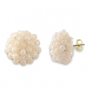 Boucles d’oreilles facettées avec anneau Rose nude