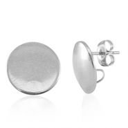 Apprêts en acier Inox boucles d'oreilles / puces d’oreilles avec anneau 15mm Argenté