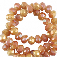 Perles à facettes 3x2mm disque Heishi Orange brillant-pearl shine coating