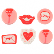 Perles en polymère love Rose-blanc rouge