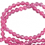 Pierres naturelles 3mm facettées Rose magenta-pearl shine coating
