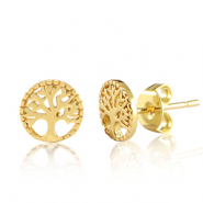 M&eacute;tal TQ laiton boucles d'oreilles / puces d&rsquo;oreilles arbre de vie Dor&eacute;