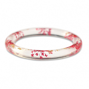 Bracelets tendance avec fleurs séchées Rouge rhubarbe-doré