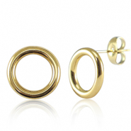 Boucles d'oreilles en acier Inox 12mm Dor&eacute;