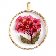 Pendentifs avec fleurs séchées Doré-rose vert