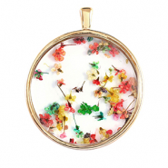 Pendentifs avec fleurs séchées Doré-rose jaune vert