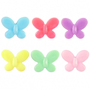 Perles aspect acrylique papillon Multicolore pastel