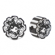 Perles en polym&egrave;re Yin & Yang 9mm Noir-blanc