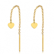 Boucles d'oreilles en acier Inox coeur Dor&eacute;