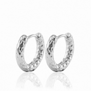 Boucles d'oreilles en acier Inox cr&eacute;oles 21mm Argent&eacute;