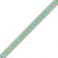 Ruban texte "love" Turquoise-orange